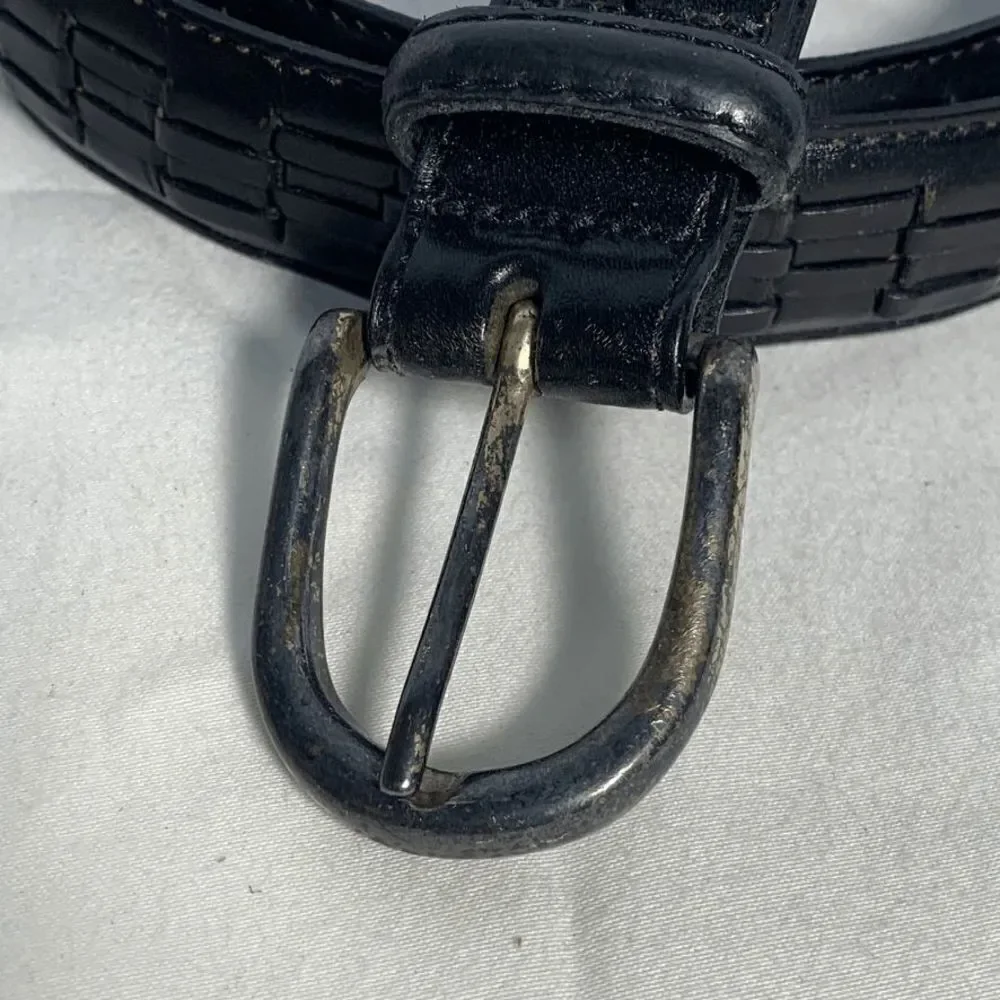 Black Silver Weave Argentine Leather Belt
